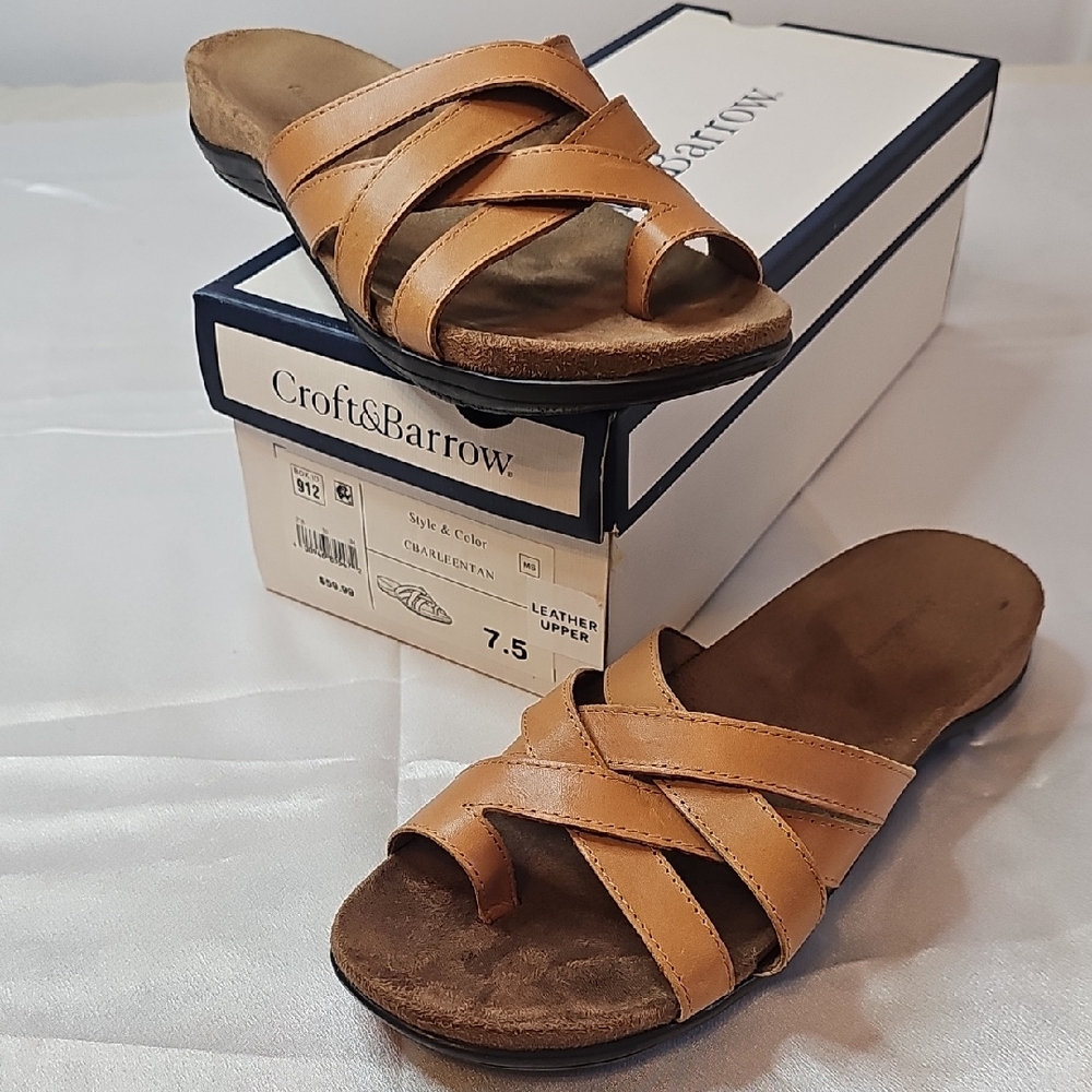 Croft & Barrow Women's Tan Slide Sandals